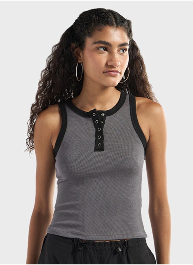 FAV Textured Crew Neck Tank Top  - Image 1