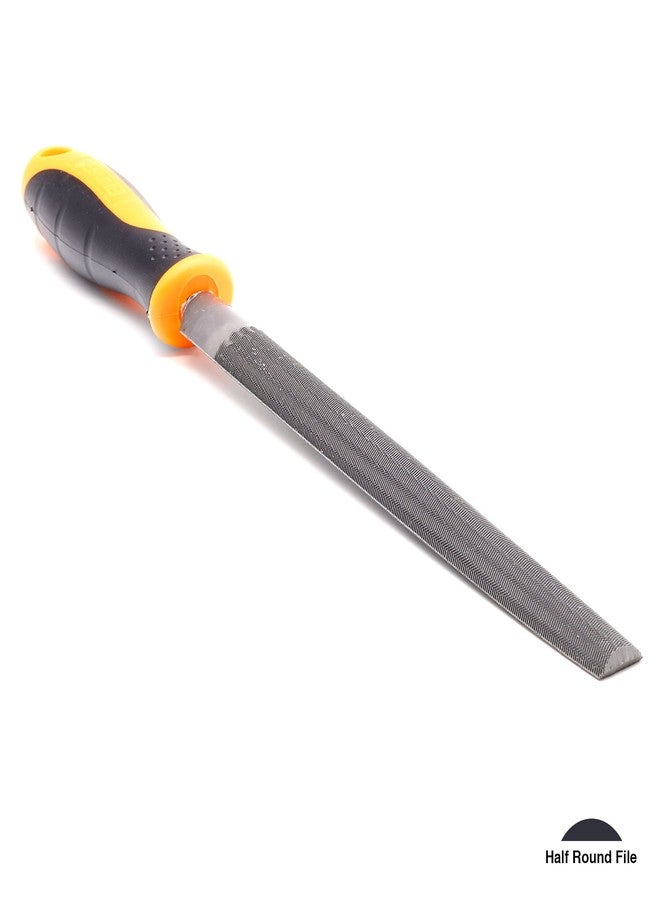 FINDER Diy Crafts 5959 12''-8" Semi Round Hand Rasp File Set With Rubber Grip & 4" Plastic Handles, Standard, Multicolor - Image 4