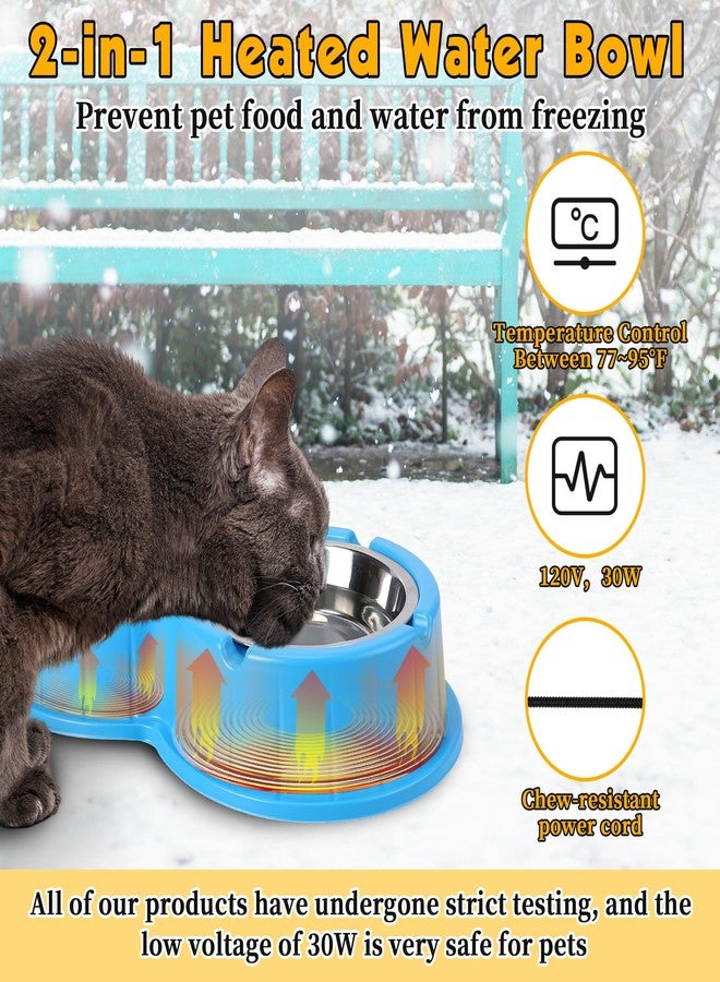 Dreyoo Outdoor Cat Feeding Station with Heated Cat Water Bowl, Weatherproof Kitty Dining Room Outdoor with Heated Pet Bowl for Food and Water, Feral Cat Feeding Station Cat Shelter(Blue) - Image 3