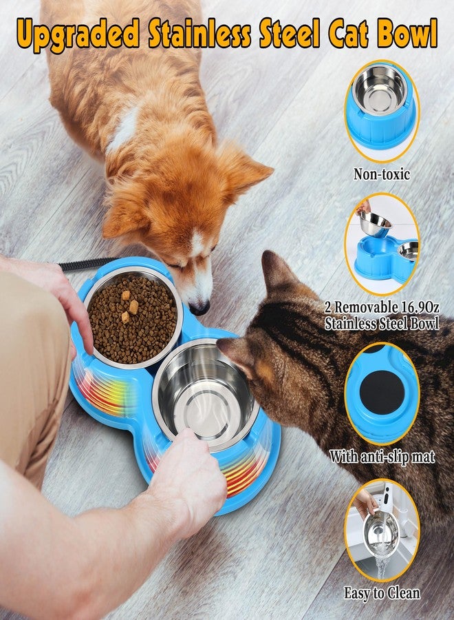 Dreyoo Outdoor Cat Feeding Station with Heated Cat Water Bowl, Weatherproof Kitty Dining Room Outdoor with Heated Pet Bowl for Food and Water, Feral Cat Feeding Station Cat Shelter(Blue) - Image 5