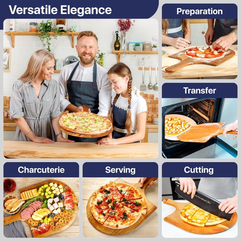 kitchen-star KitchenStar 16-Inch Acacia Wood Pizza Peel â€“ Extra Large Wooden Cutting & Serving Board with Handle â€“ Natural Oil Finish â€“ Ideal Pizza Oven Accessory for Easy Sliding & Prep - Image 5