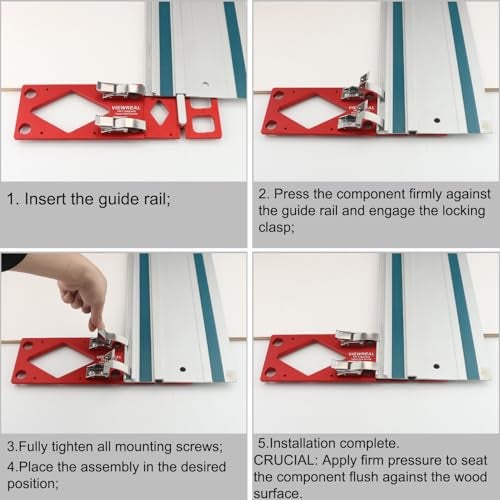 ViewReal Track Saw Square Guide for Guide Rail, CNC 90 Degree Right Angle Guide with Edge Support, Compatible with Festool, Makita, and Powertec,Compact Circular Saw Accessory for Parallel Guide System - Image 5