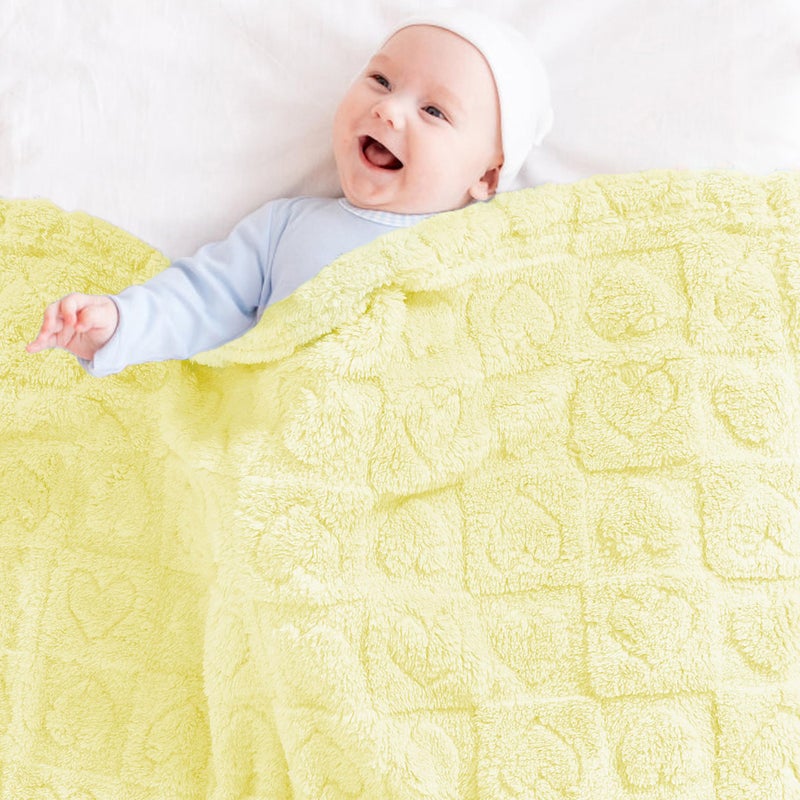 Yurhap Fleece Baby Blanket Heart Checkered Blanket, Ultra Soft Cozy Baby Blankets for Girls Boys, Fluffy Infant Toddler Newborn Receiving Blankets for Crib Stroller 30â€Ã—40â€ (Yellow) - Image 3