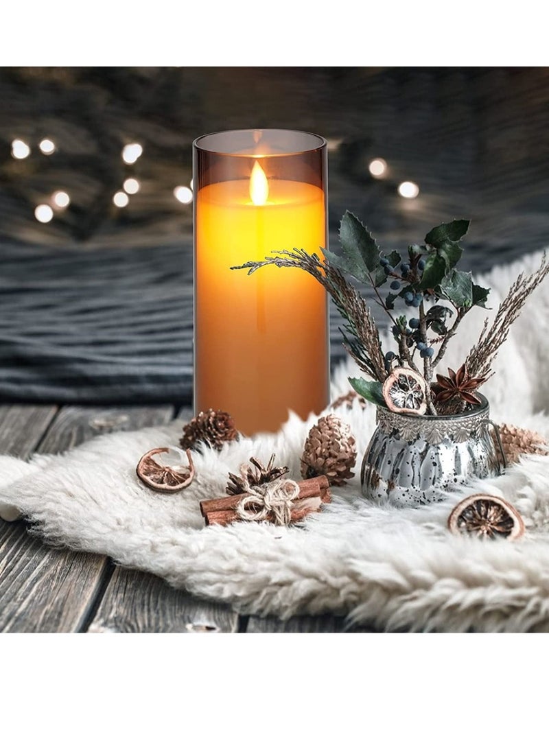 Generic - Led Flameless Candles, Battery Operated Real Pillar Wax Flickering Moving Wick Effect Glod  Glass Candle Set with Remote Control Cycling Timer - Image 1