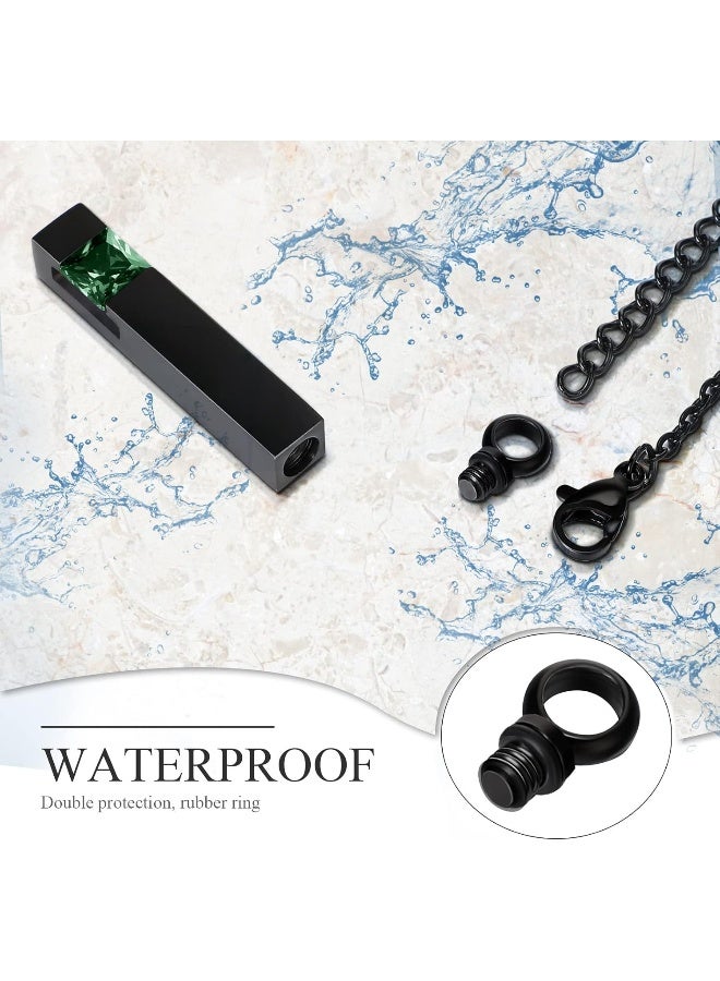 Mtlee 3 Pieces Cremation Urn Necklace for Ashes Keepsake Cremation Jewelry Vertical Bar Zircon Crystal Urn Necklace Urn Stainless Steel Memorial Pendant for Women Men Loved Ones - Image 3