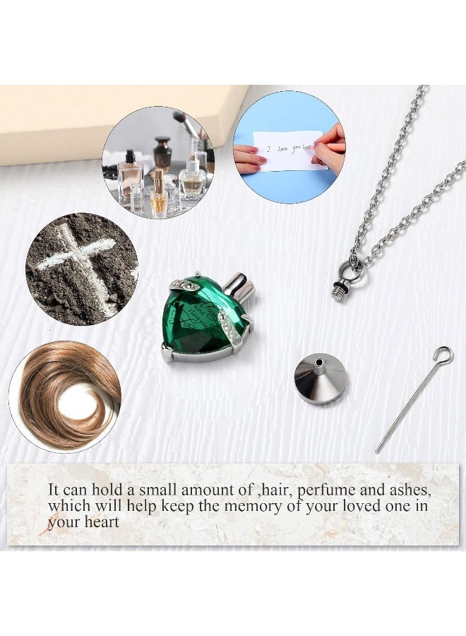 Mtlee 3 Pieces Cremation Urn Necklace for Ashes Keepsake Cremation Jewelry Vertical Bar Zircon Crystal Urn Necklace Urn Stainless Steel Memorial Pendant for Women Men Loved Ones - Image 4