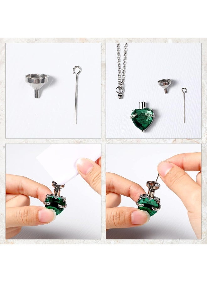 Mtlee 3 Pieces Cremation Urn Necklace for Ashes Keepsake Cremation Jewelry Vertical Bar Zircon Crystal Urn Necklace Urn Stainless Steel Memorial Pendant for Women Men Loved Ones - Image 5