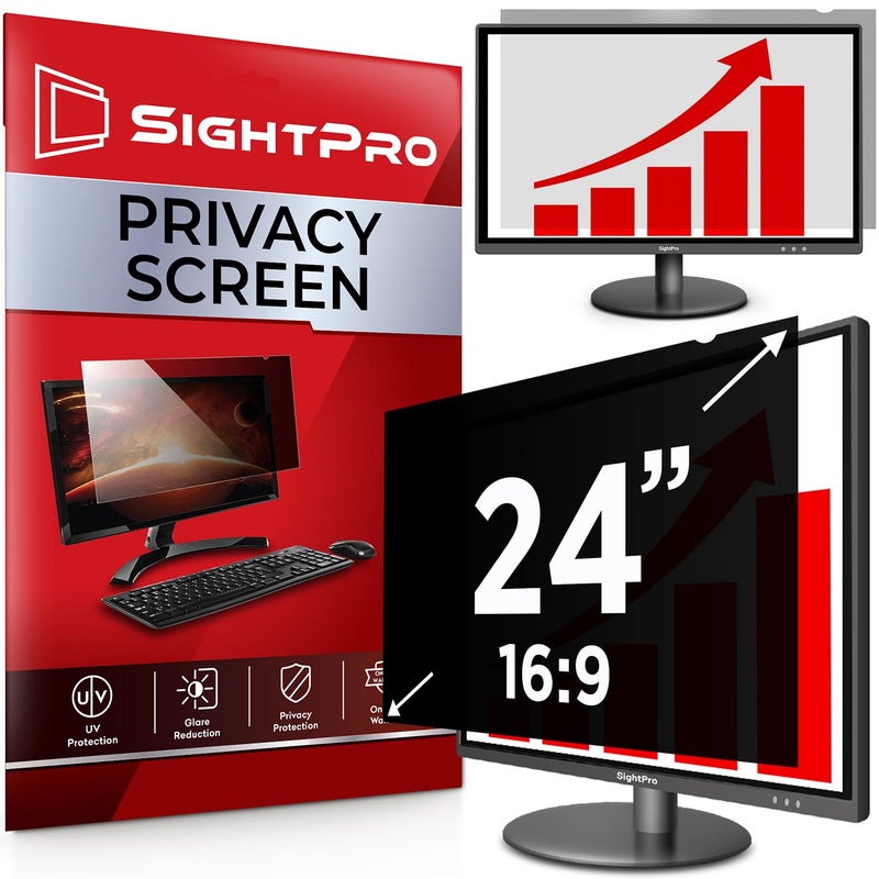 SightPro 24 Inch 16:9 Computer Privacy Screen Filter for Monitor - Privacy Shield and Anti-Glare Protector - Image 1