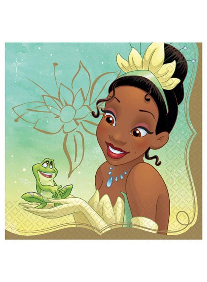 Amscan Disney Princess Tiana Luncheon Paper Napkins 6.5" X 6.5" ; Multicolor ; Pack Of 16 - Image 1