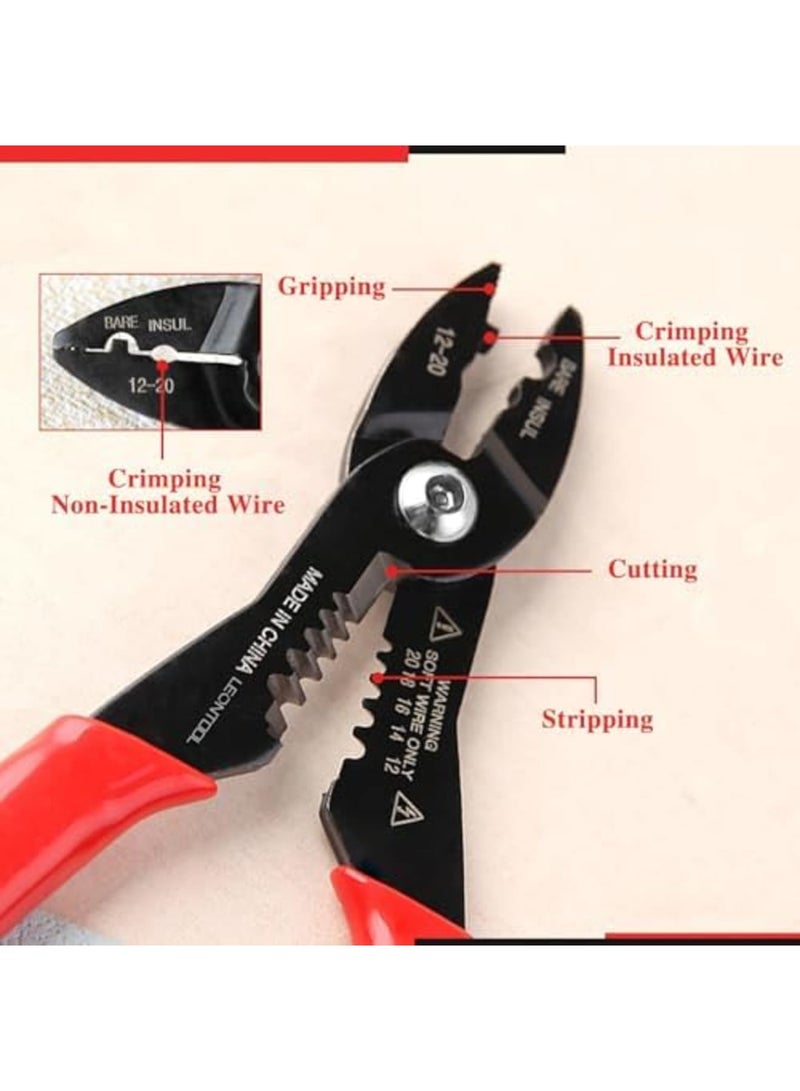 SYOSI 4-in-1 Multi Purpose Electricians Pliers with Wire Cutter, Crimper, Gripper, Stripper – Professional 7" Compact Wire Stripping Tool for 12-20 AWG Insulated & Non-Insulated Wires - Image 3