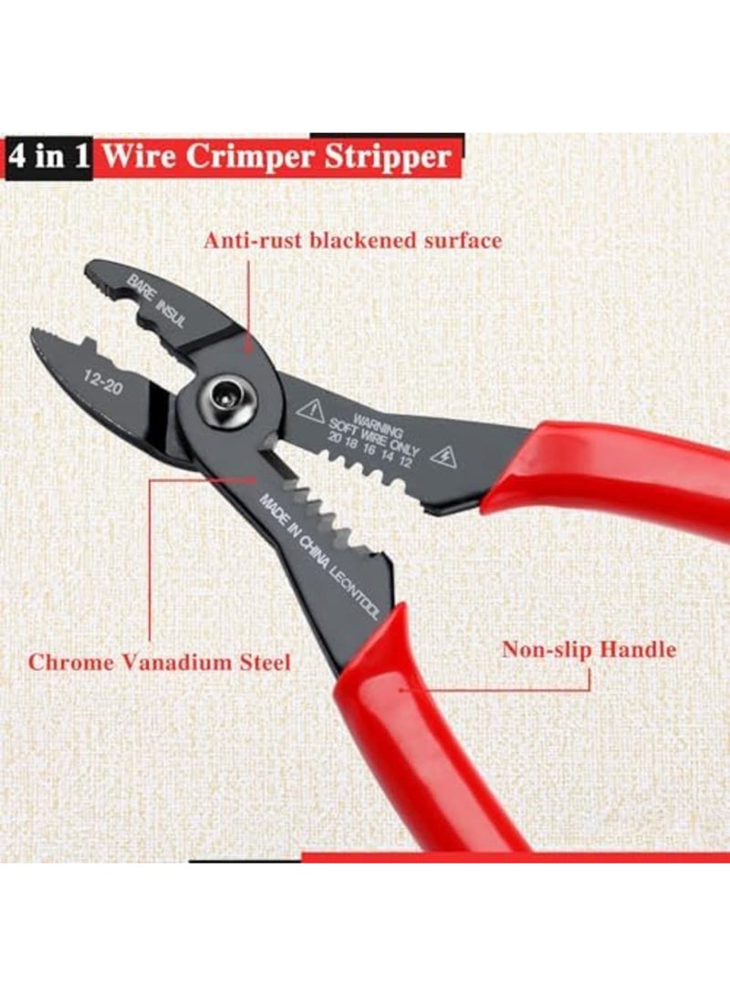 SYOSI 4-in-1 Multi Purpose Electricians Pliers with Wire Cutter, Crimper, Gripper, Stripper – Professional 7" Compact Wire Stripping Tool for 12-20 AWG Insulated & Non-Insulated Wires - Image 2