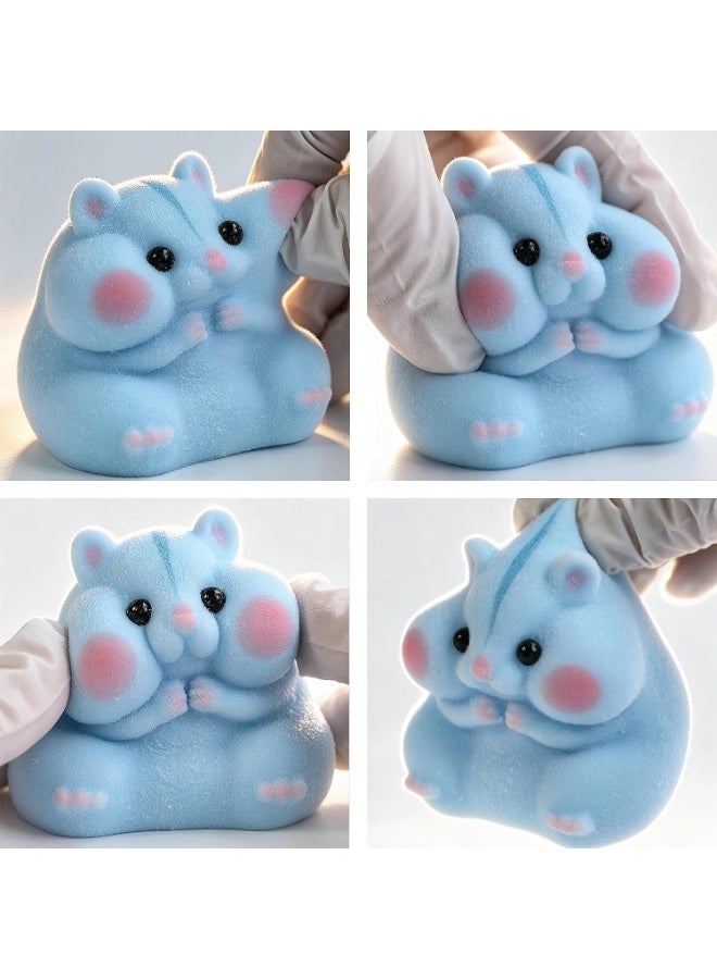 Handmade Cute Taba Squeeze Fuzzy Hamster Squishy Toy with Glasses, Cheese & Bottle Accessories – Soft Squeeze Stress Relief Fidget Sensory Toy with Clear Capsule Case - Image 3