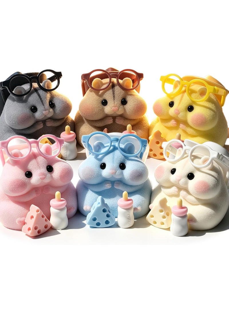 Handmade Cute Taba Squeeze Fuzzy Hamster Squishy Toy with Glasses, Cheese & Bottle Accessories – Soft Squeeze Stress Relief Fidget Sensory Toy with Clear Capsule Case - Image 4