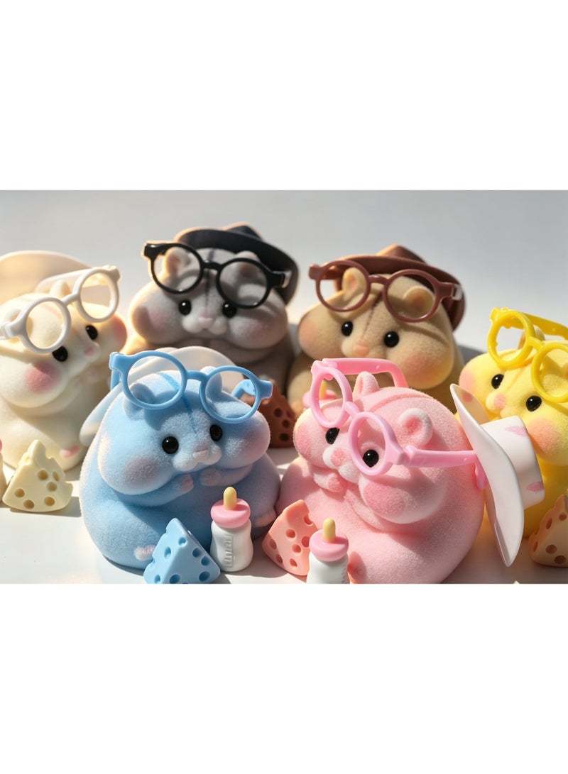 Handmade Cute Taba Squeeze Fuzzy Hamster Squishy Toy with Glasses, Cheese & Bottle Accessories – Soft Squeeze Stress Relief Fidget Sensory Toy with Clear Capsule Case - Image 5