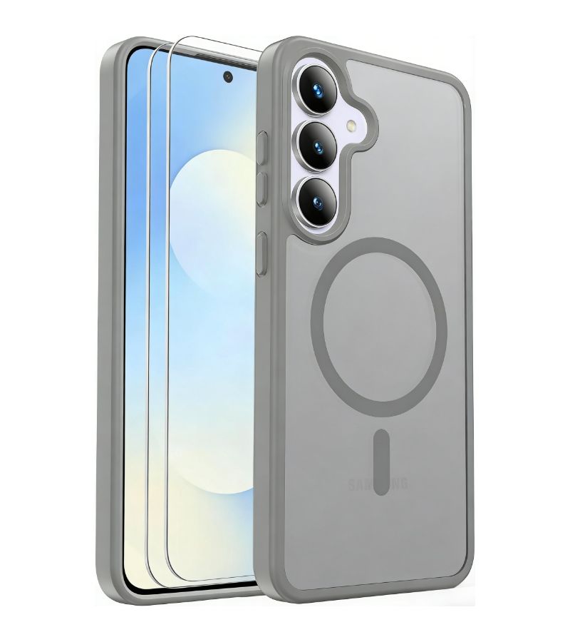 Magnetic Shockproof Translucent Matte Case for Galaxy S24 Dark Blue with Screen Protector - Image 1