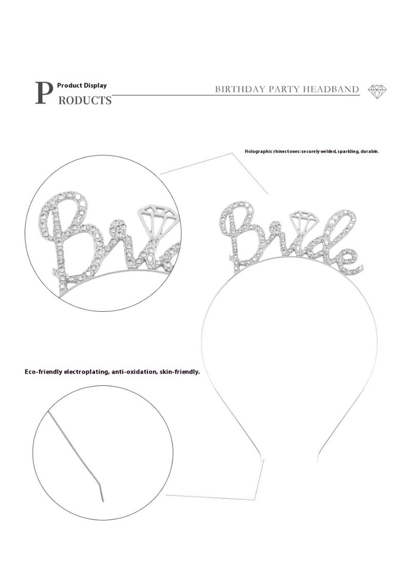 Bachelorette Party Bridal Veil Headband Set Ceremonial Belt Bridal Shoulder Strap Wedding Party Veil Headband Set - Image 5