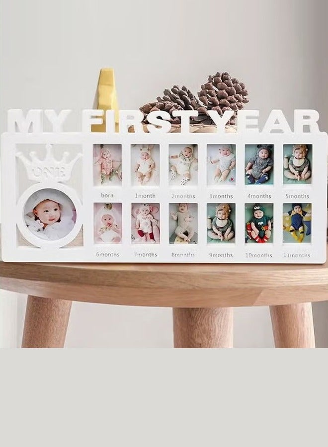 First Year Newborn Keepsake Frame 12 Months Milestone Photo Frames Baby Shower And Album Gifts - Image 1