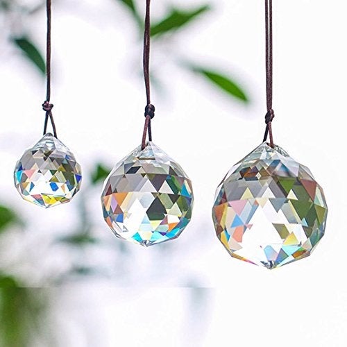 Apol Apol Set of 3 Clear Crystal Ball Includes 20/30/40mm Faceted Prism Balls Suncatcher for Ceiling Lighting Chandelier  - Image 1