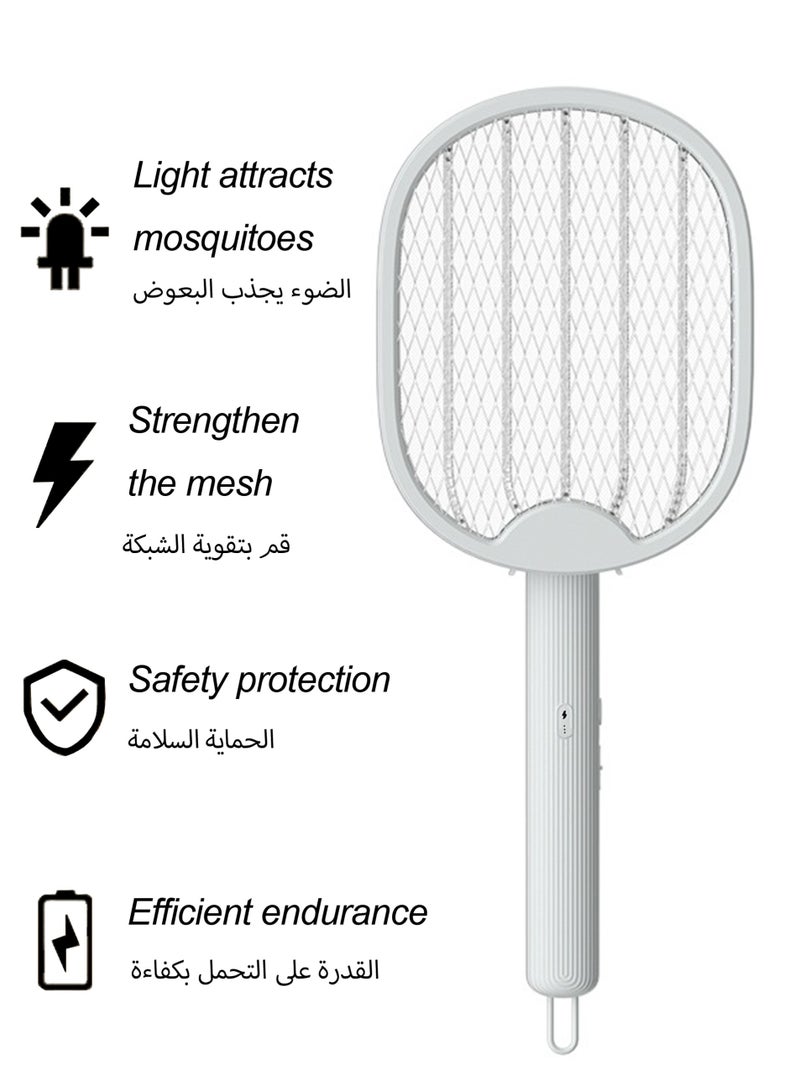 2-Pack Electric Fly Swatter Racket 2 in 1 Bug Zapper Racket USB Rechargeable Handheld Foldable Electric Mosquito Swatter with 3 Layer Safety Mesh and 1200mah Battery Rechargeable for Camping - Image 2