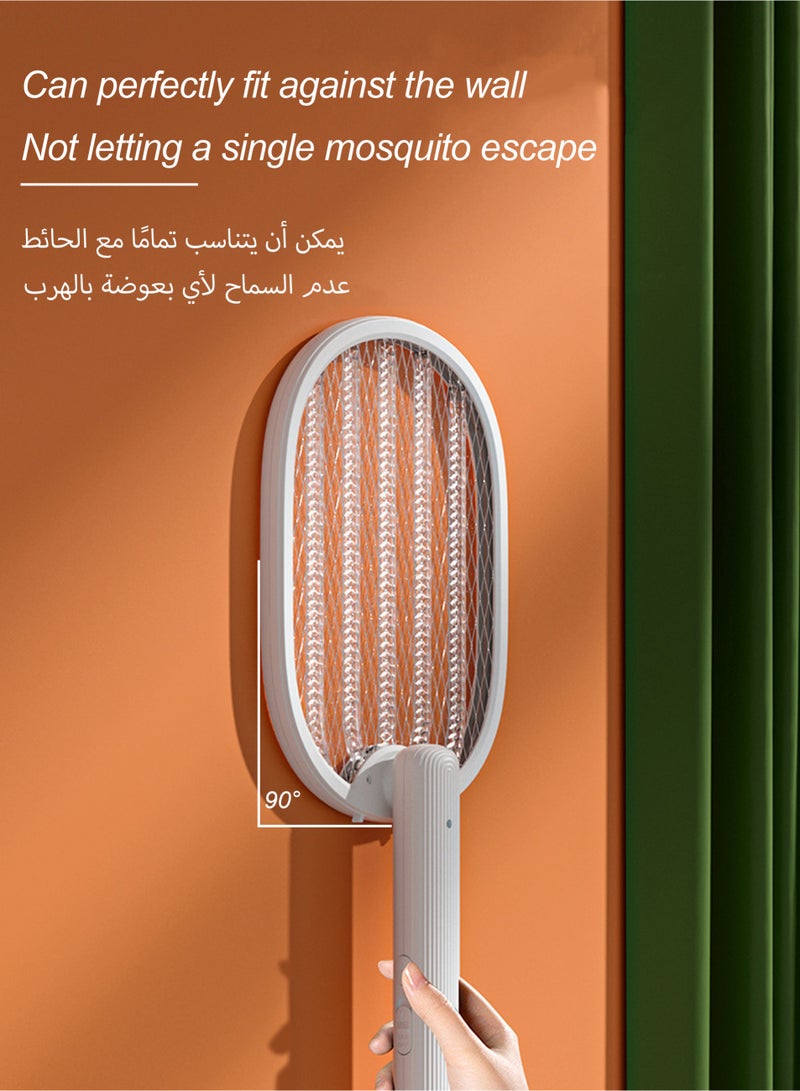 2-Pack Electric Fly Swatter Racket 2 in 1 Bug Zapper Racket USB Rechargeable Handheld Foldable Electric Mosquito Swatter with 3 Layer Safety Mesh and 1200mah Battery Rechargeable for Camping - Image 4
