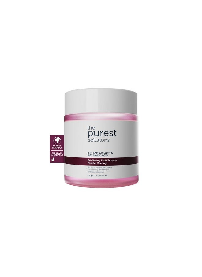 the purest solutions - Fruit Enzyme Powder Exfoliator & Peeling (0.6% Azelaic Acid & 0.6% Malic Acid) - Boosts Regeneration Cycle & Targets Radiant Skin - Vegan | Cruelty Free | Eco Friendly (1.94 Oz) - Image 1