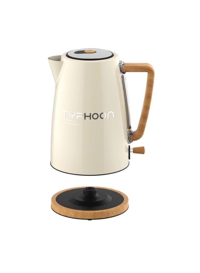 Typhoon Water Kettle - 1.7 Liter Capacity - 2200 Watts - Wooden Handle - Off White - TY-01-003 OW - Image 2