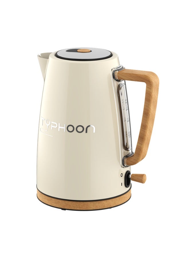 Typhoon Water Kettle - 1.7 Liter Capacity - 2200 Watts - Wooden Handle - Off White - TY-01-003 OW - Image 3