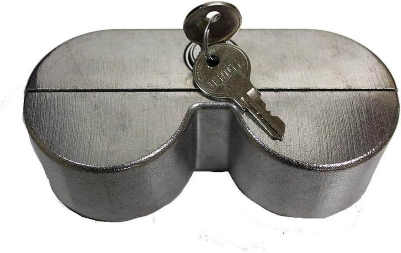 JENDYK YOKEMK4-KD Brushed Aluminum Double Knob Tractor Air Brake Lock (Keyed Differently) - Image 1