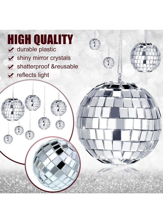 MTLEE 20 Pcs Disco Balls Decoration Mirror Disco Ball Assorted Silver Mini Glass Different Sizes Reflective with Rope for 70s Wedding Dance Music(2.4, 2, 1.6, 1.2 Inch) - Image 3