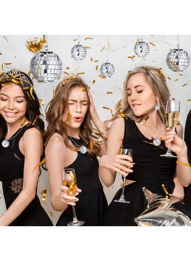 MTLEE 20 Pcs Disco Balls Decoration Mirror Disco Ball Assorted Silver Mini Glass Different Sizes Reflective with Rope for 70s Wedding Dance Music(2.4, 2, 1.6, 1.2 Inch) - Image 5