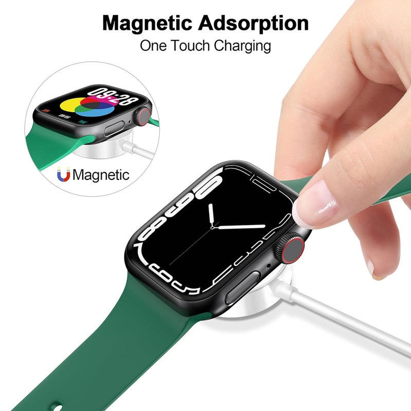 كابل شحن مغناطيسي مطور لعام 2025 لشاحن Apple Watch، [منفذ USB C] كابل شحن لاسلكي متوافق مع ساعات iWatch Series Ultra/10/9/8/7/6/SE/SE2/5/4/3/2 [3.3 قدم/1 متر]، أبيض - Image 4