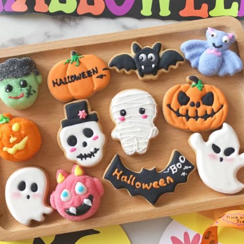 Q-BAKER 5 Pieces Mini Halloween Cookie Cutters, Size 2.2" to 2.6" Small Stainless Steel Molds Ghost, Cat, Bat, Pumpkin Holiday Shapes for Halloween Party Decorations - Image 3