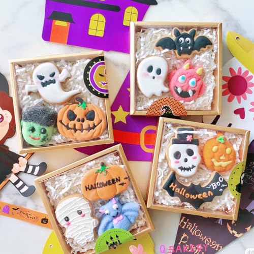 Q-BAKER 5 Pieces Mini Halloween Cookie Cutters, Size 2.2" to 2.6" Small Stainless Steel Molds Ghost, Cat, Bat, Pumpkin Holiday Shapes for Halloween Party Decorations - Image 5