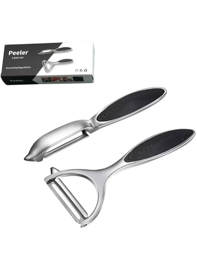 2PCS Stainless Steel Vegetable Peeler Set, Y-Shaped and I-Shaped Fruit and Potato Peelers with Sharp Blades and Non-Slip Handles for Kitchen Use - Image 2