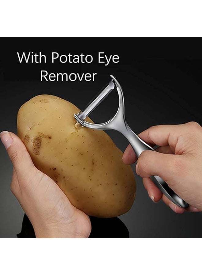 2PCS Stainless Steel Vegetable Peeler Set, Y-Shaped and I-Shaped Fruit and Potato Peelers with Sharp Blades and Non-Slip Handles for Kitchen Use - Image 4