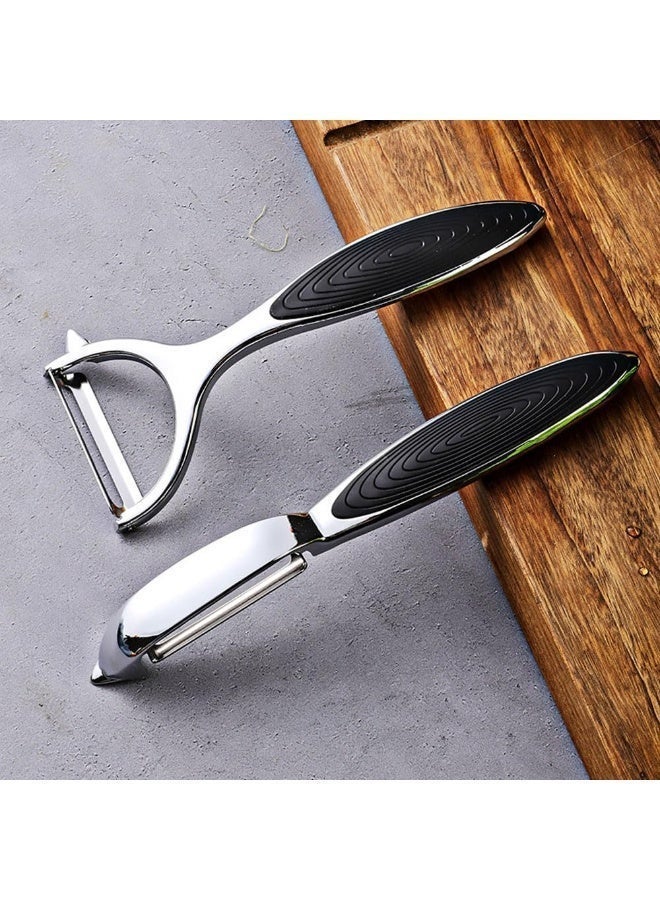 2PCS Stainless Steel Vegetable Peeler Set, Y-Shaped and I-Shaped Fruit and Potato Peelers with Sharp Blades and Non-Slip Handles for Kitchen Use - Image 1