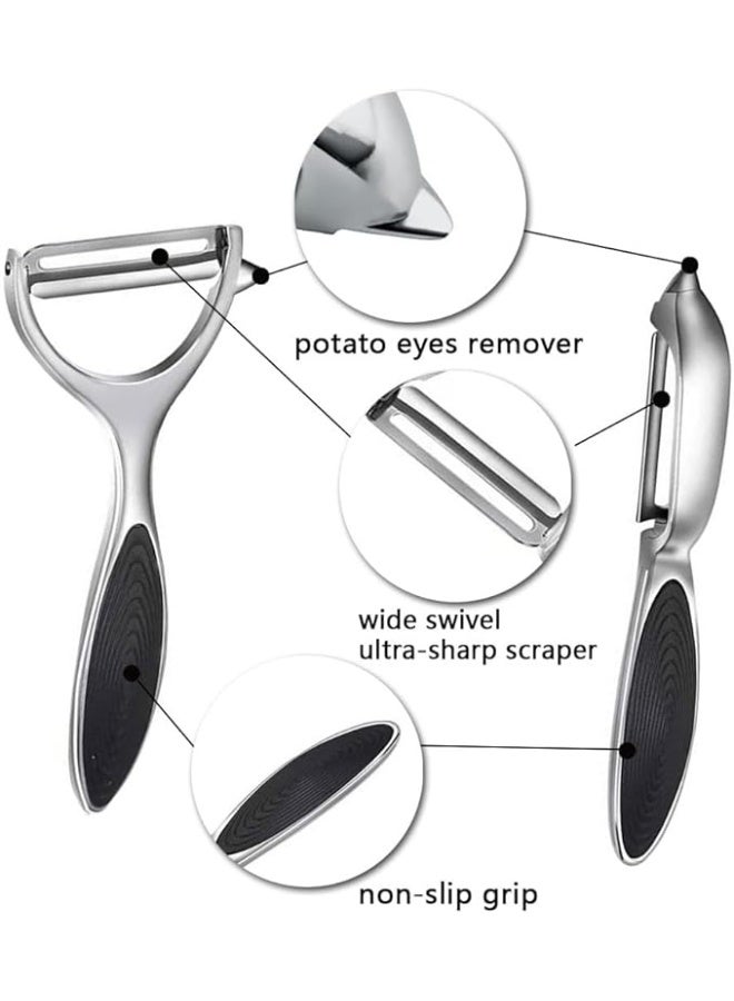 2PCS Stainless Steel Vegetable Peeler Set, Y-Shaped and I-Shaped Fruit and Potato Peelers with Sharp Blades and Non-Slip Handles for Kitchen Use - Image 3