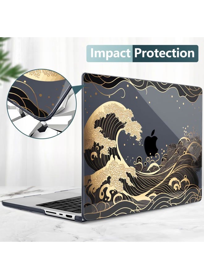DONGKE Compatible with MacBook Pro 16 Inch Case (2026-2021 Release, M5 M4 M3 M2 M1 Pro/Max Chip), Plastic Hard Shell Cover with Keyboard Cover & Screen Protector for MacBook Pro 16", Golden Wave - Image 5