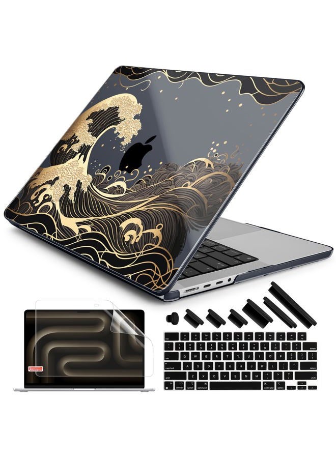 DONGKE Compatible with MacBook Pro 16 Inch Case (2026-2021 Release, M5 M4 M3 M2 M1 Pro/Max Chip), Plastic Hard Shell Cover with Keyboard Cover & Screen Protector for MacBook Pro 16", Golden Wave - Image 1