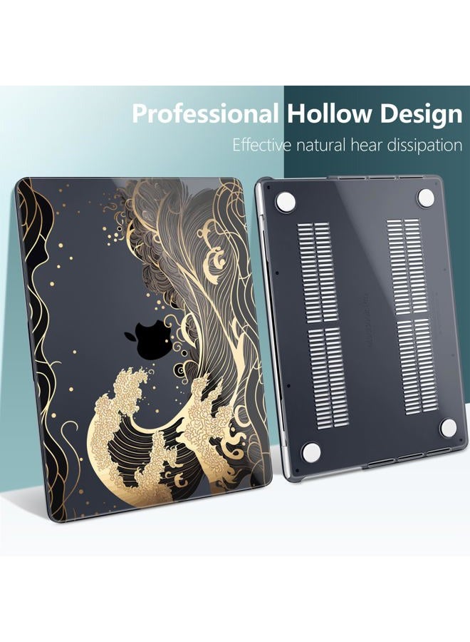 DONGKE Compatible with MacBook Pro 16 Inch Case (2026-2021 Release, M5 M4 M3 M2 M1 Pro/Max Chip), Plastic Hard Shell Cover with Keyboard Cover & Screen Protector for MacBook Pro 16", Golden Wave - Image 4