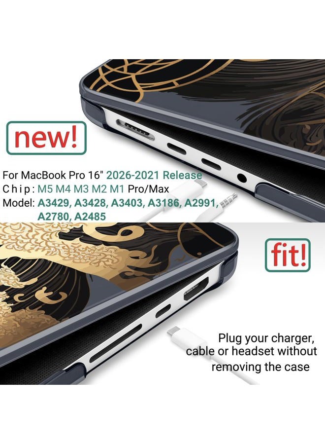 DONGKE Compatible with MacBook Pro 16 Inch Case (2026-2021 Release, M5 M4 M3 M2 M1 Pro/Max Chip), Plastic Hard Shell Cover with Keyboard Cover & Screen Protector for MacBook Pro 16", Golden Wave - Image 2