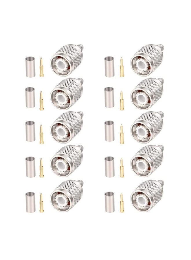 10PCS TNC Male Connector, TNC Male Plug Crimp Connector for RG58/RG142/RG400/LMR195/KSR195/3D-FB Cable (Size : TNC-J-3) - Image 1