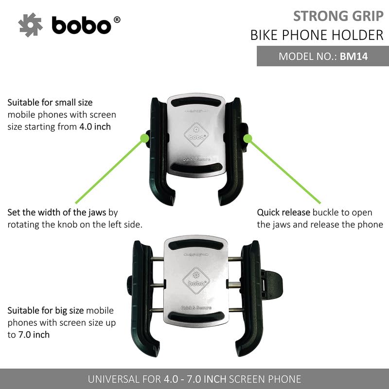 BOBO BM14 Quick Release Enhanced BM4 Waterproof Bike/Motorcycle/Scooter Mobile Phone Holder Mount, Ideal for Maps and GPS Navigation (Silver) - Image 5