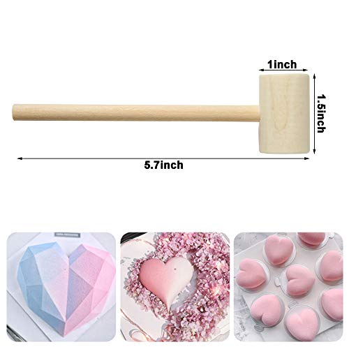 DOMG 18 Pieces Wooden Breakable Heart Hammers for Chocolate, Small Wood Candy Mallets - Image 2