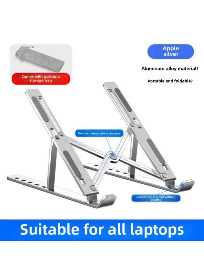 Aluminum Alloy Notebook Bracket Tablet Aluminum Alloy Computer Bracket Folding Lifting Desktop Vertical Computer Bracket-Color:All Aluminum Alloy Black - Image 2