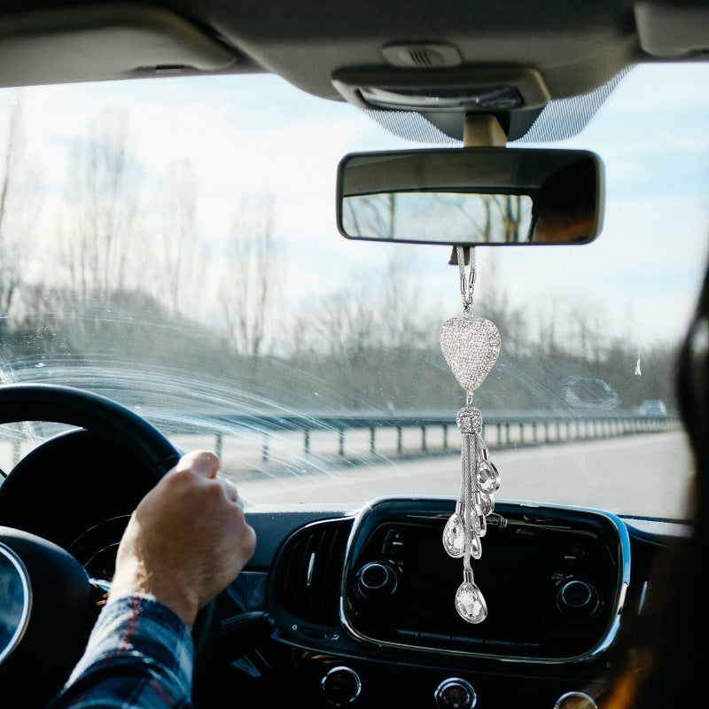 🚗 زينة داخل السيارة قلادة قلب أنيقة من سبيكة الزنك متينة للديكور الداخلي للسيارة - Image 5