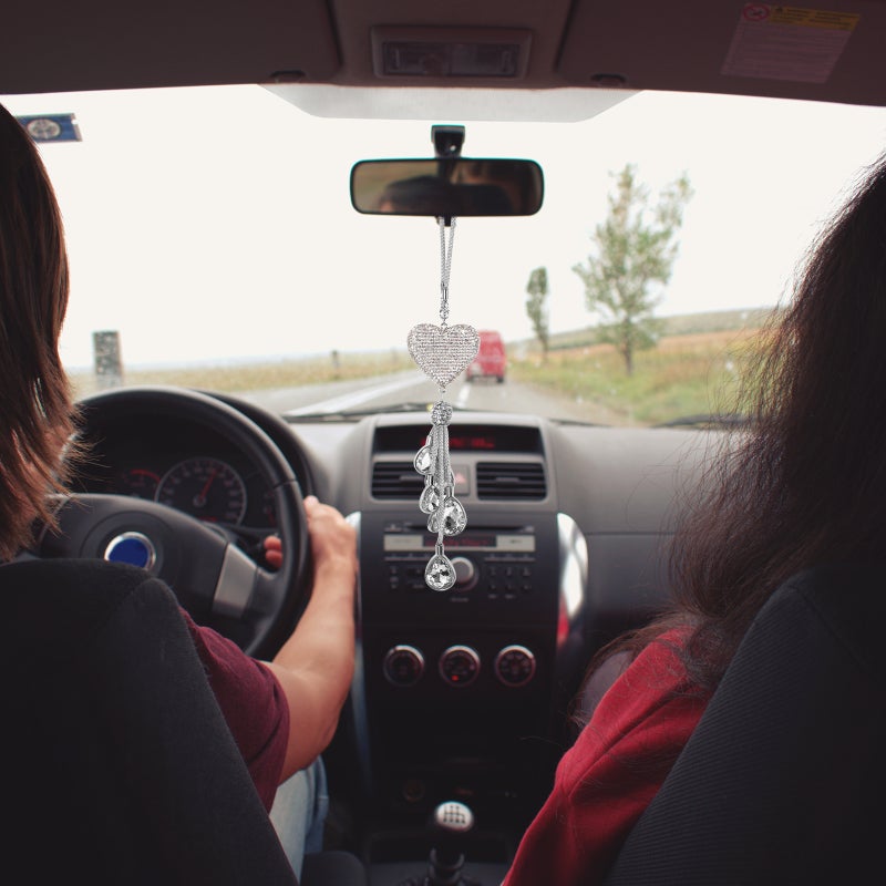 🚗 زينة داخل السيارة قلادة قلب أنيقة من سبيكة الزنك متينة للديكور الداخلي للسيارة - Image 4
