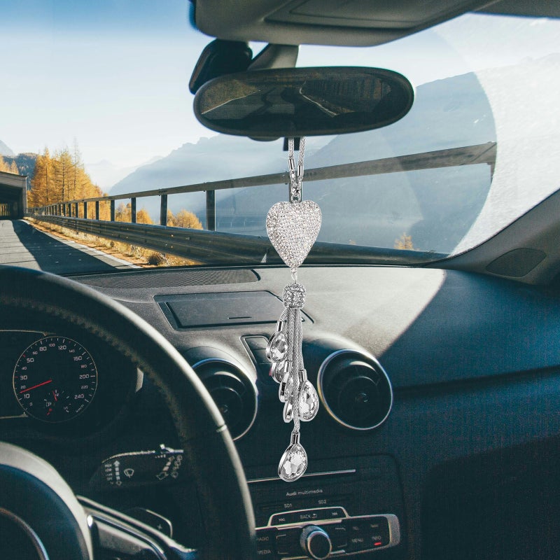 🚗 زينة داخل السيارة قلادة قلب أنيقة من سبيكة الزنك متينة للديكور الداخلي للسيارة - Image 2