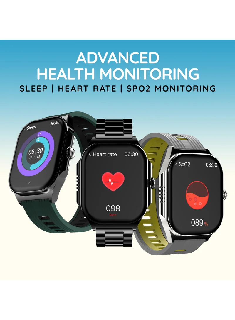 Pebble Alive 1.99" Always on Amoled Display Smartwatch, Quick Notification, Magnetic Charging, IP67 Water Resistance, BT Calling, Health Suite, Multisport Mode, AI Voice Assistance, Sunrise Grey