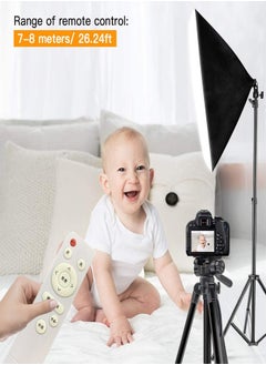 PADOM Padom Softbox Lighting Kit Photography Studio Light with 19.7"X27.5" Reflector and 3 Colors Temperature 150W Bulb with Remote, Professional Photo Studio Equipment for Portrait Video  - Image 2